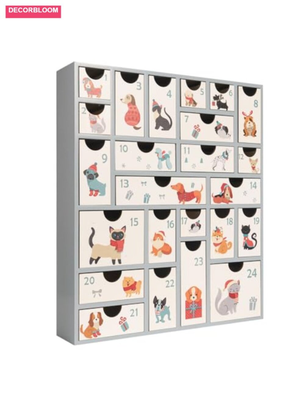 Wood Advent Calendar 24 Drawers Fillable Christmas Countdown